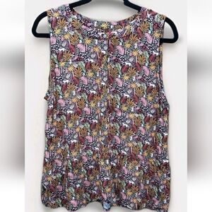 Loft Animal Print Women's Sleeveless Top Size Large EUC